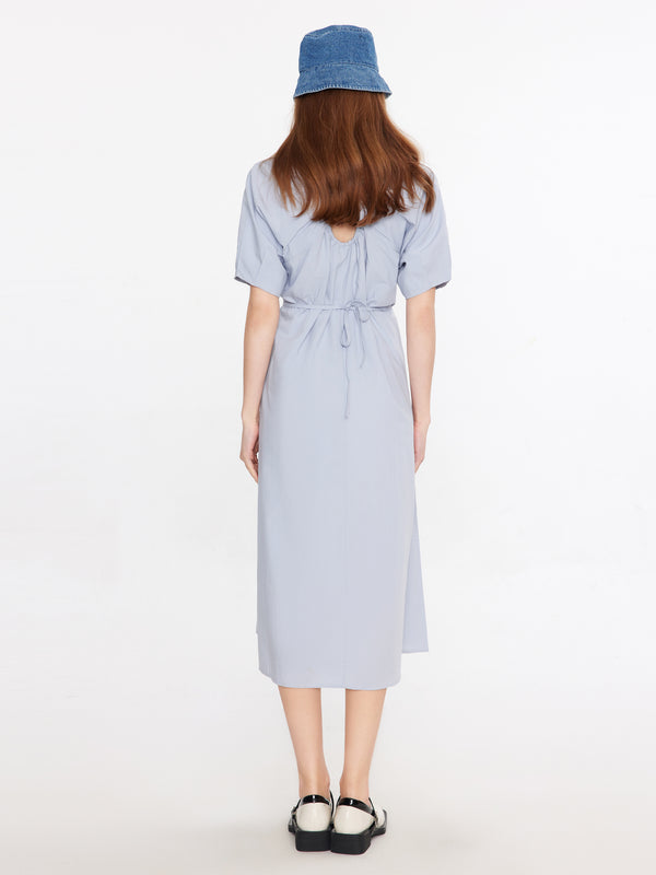Cubic V-Neck Back Cut Out Midi Dress LightSteelBlue