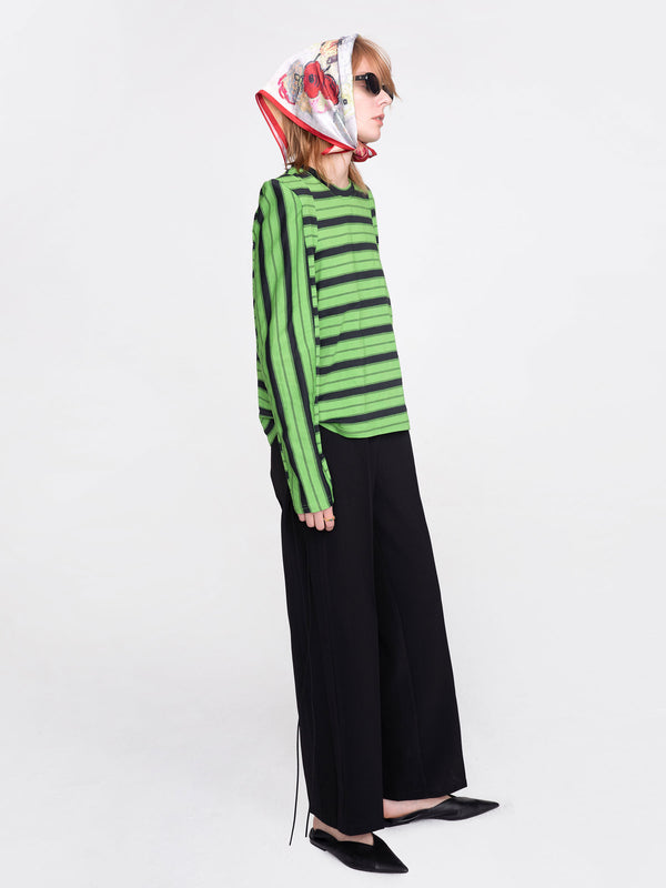 Cubic Wide Leg Tailored Trousers With Loose Ties Black