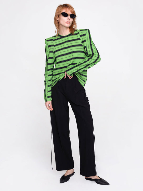 cubic Wide Leg Tailored Trousers with Loose Ties Black