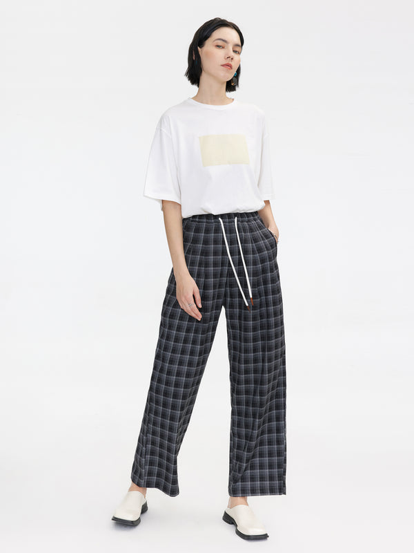 Cubic Yellow Rectangle Print Oversized T-Shirt White