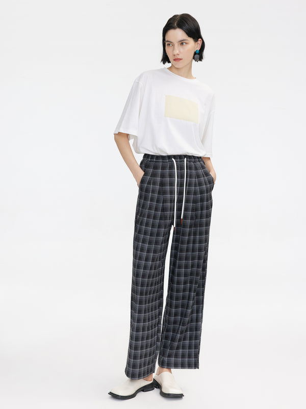 Cubic Yellow Rectangle Print Oversized T-Shirt White