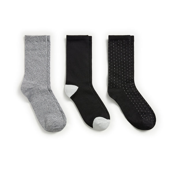 Cuddl Duds Birdseye/Twist Block Quilting Texture Midweight Crew Sock 3-Pack Socks