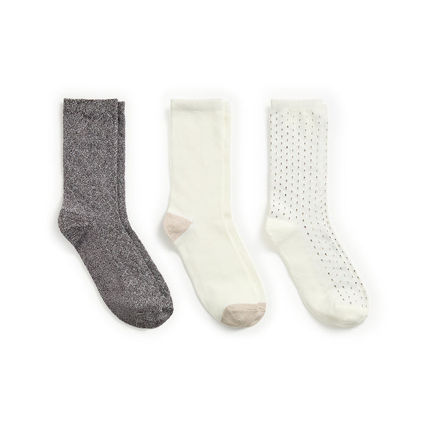 cuddl duds Birdseye/Twist Block Quilting Texture Midweight Crew Sock 3-Pack Socks
