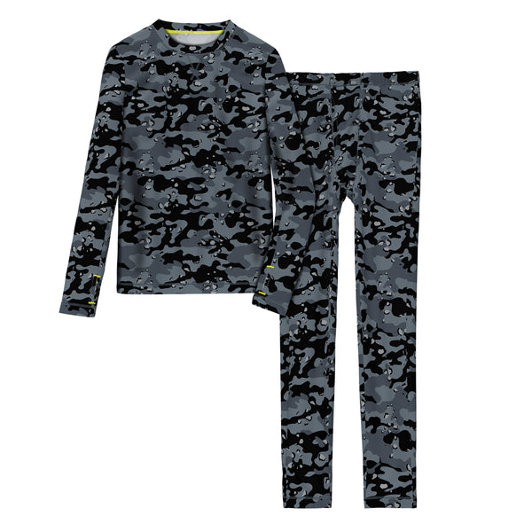 Cuddl Duds Boys Comfortech Stretch Poly 2 Pc. Long Sleeve Crew & Pant Set Long Johns