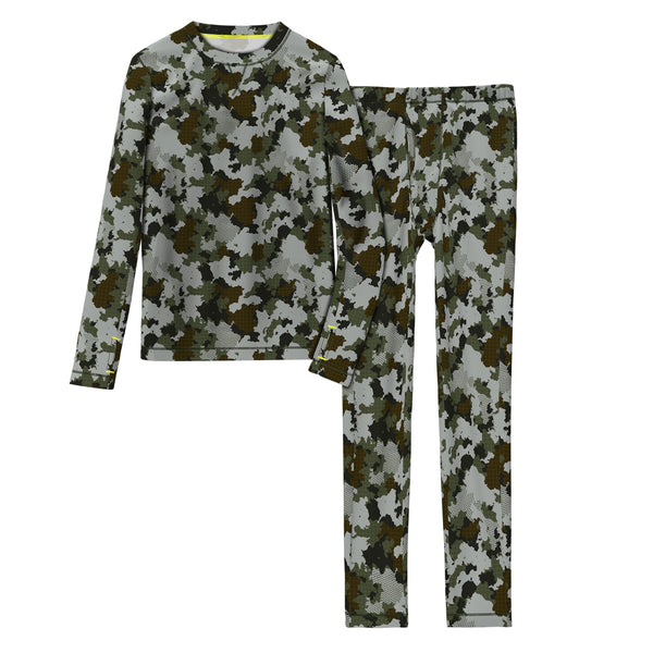 Cuddl Duds Boys Comfortech Stretch Poly 2 Pc. Long Sleeve Crew & Pant Set Long Johns