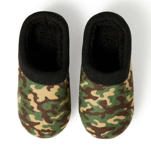 cuddl duds Boys Printed Camo Fleece Clog Slipper Shoes