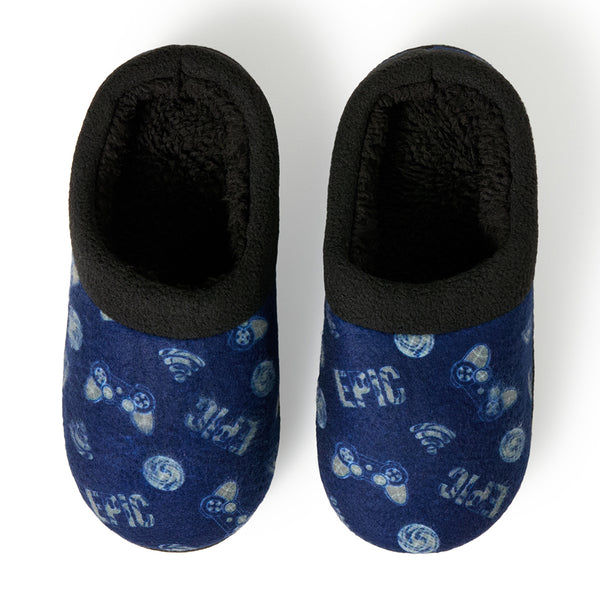 cuddl duds Boys Printed Gamer Fleece Clog Slipper Shoes