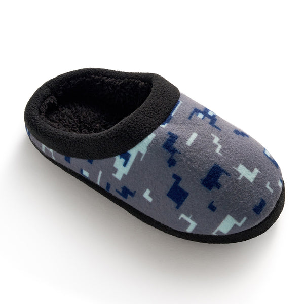 Cuddl Duds Boys Printed Glitch Fleece Clog Slipper Shoes