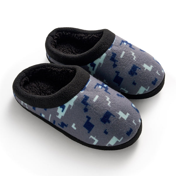 Cuddl Duds Boys Printed Glitch Fleece Clog Slipper Shoes