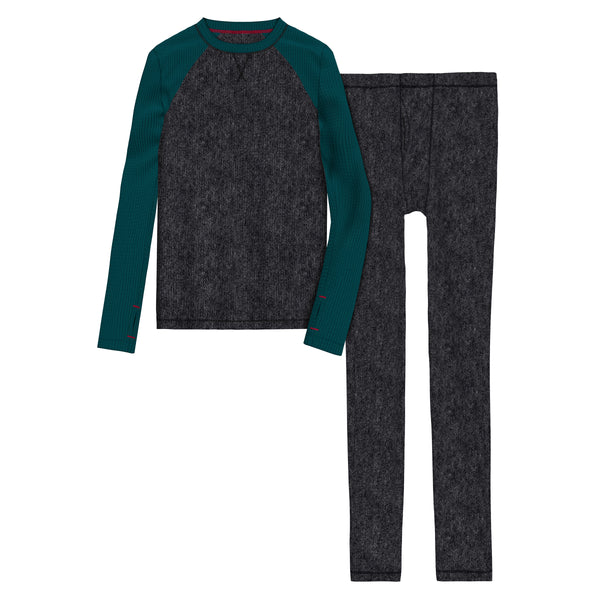 Cuddl Duds Boys Thermal 2 Pc. Faux Raglan Long Sleeve Crew & Pant Set Long Johns