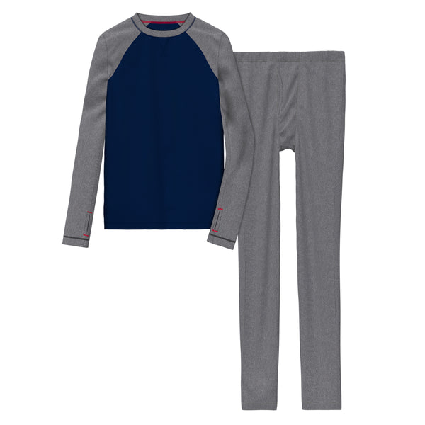 cuddl duds Boys Thermal 2 pc. Faux Raglan Long Sleeve Crew & Pant Set Long Johns