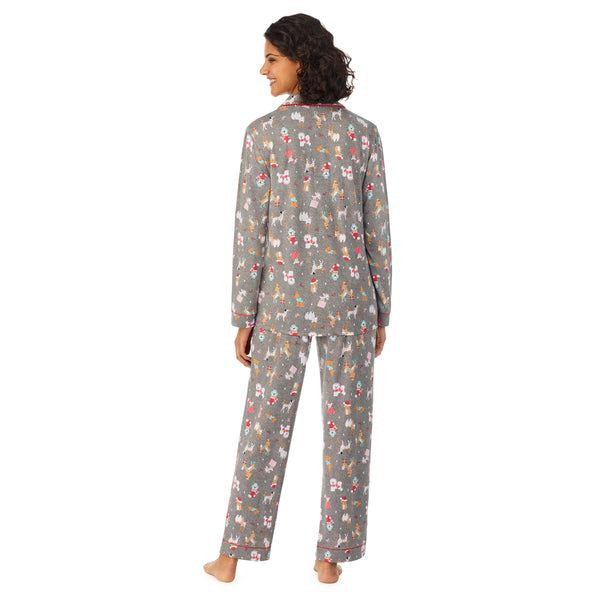 Cuddl Duds Brushed Sweater Knit Long Sleeve Notch Collar 2 Pc Pajama Set Pajamas