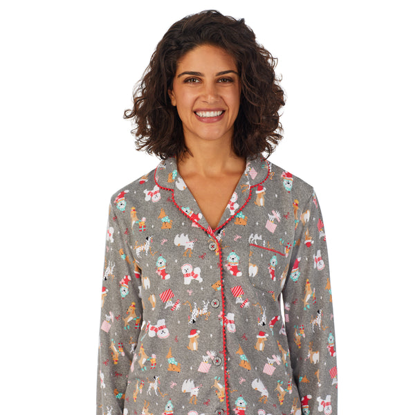 Cuddl Duds Brushed Sweater Knit Long Sleeve Notch Collar 2 Pc Pajama Set Pajamas