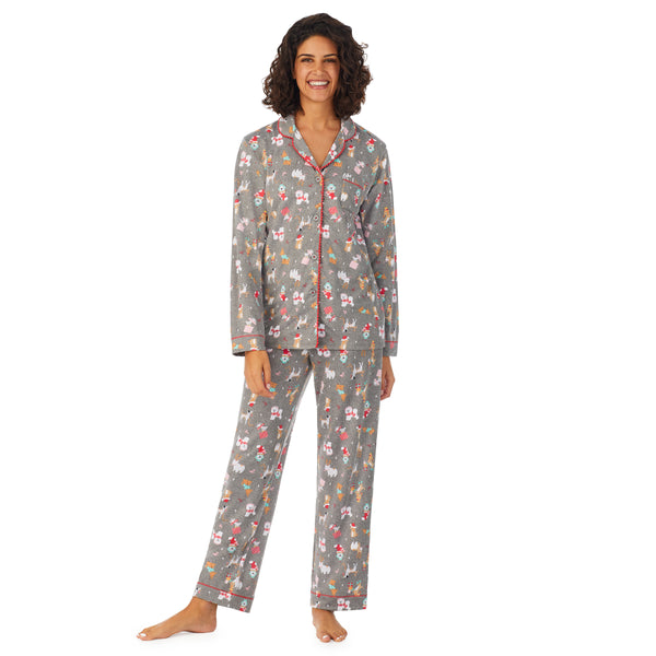 cuddl duds Brushed Sweater Knit Long Sleeve Notch Collar 2 Pc Pajama Set Pajamas