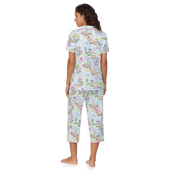 Cuddl Duds Cotton-Blend Short Sleeve Notch Collar 2-Pc Pajama Set Pajamas