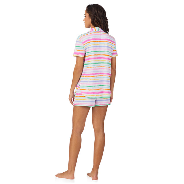 Cuddl Duds Cotton-Blend Short Sleeve Notch Collar With Short 2-Pc Pajama Set Pajamas