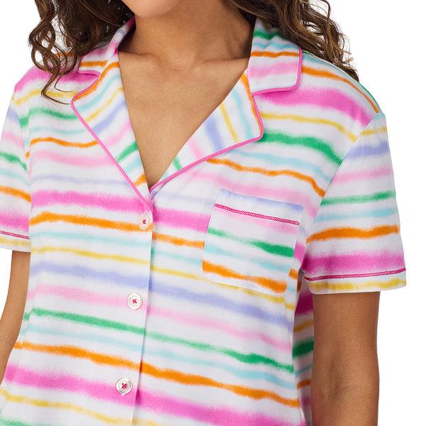 Cuddl Duds Cotton-Blend Short Sleeve Notch Collar With Short 2-Pc Pajama Set Pajamas