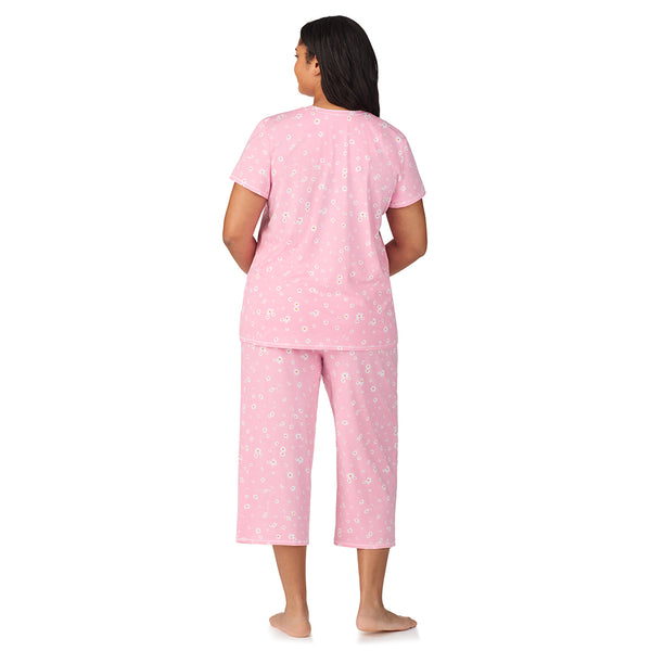 Cuddl Duds Cotton-Blend Short Sleeve Top With Cropped Pant 2-Pc Pajama Set PLUS Pajamas