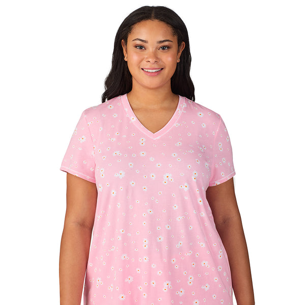 Cuddl Duds Cotton-Blend Short Sleeve Top With Cropped Pant 2-Pc Pajama Set PLUS Pajamas