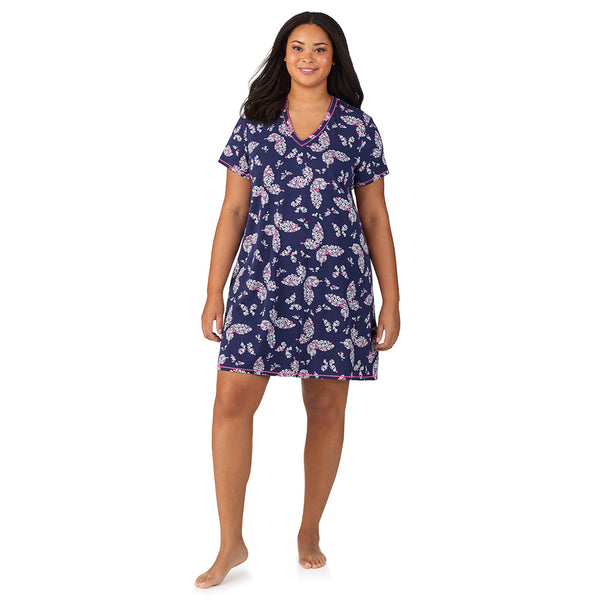 cuddl duds Cotton-Blend Short Sleeve V-Neck Sleep Shirt PLUS Nightgowns