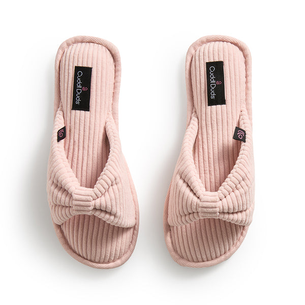 cuddl duds Gathered Corduroy Slide Slipper Shoes