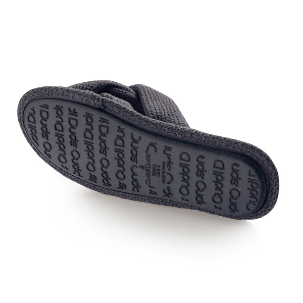 Cuddl Duds Heather Waffle Braid Slide Slipper