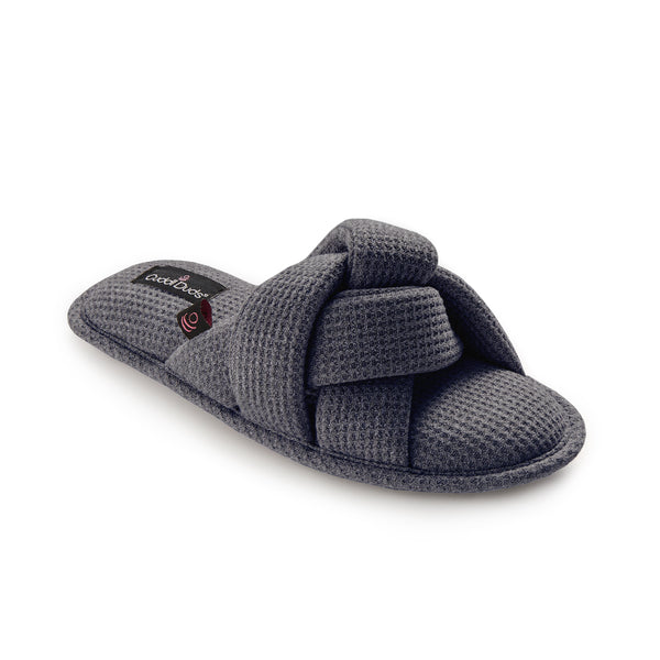 Cuddl Duds Heather Waffle Braid Slide Slipper