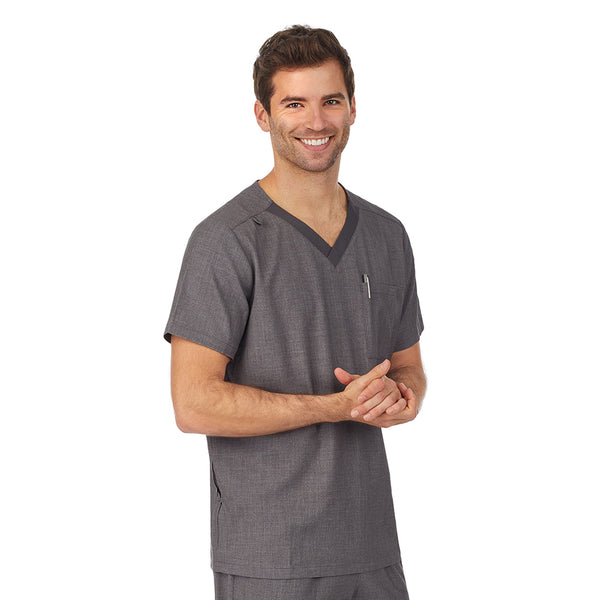 Cuddl Duds Mens Scrub V-Neck Top With Pockets Mens
