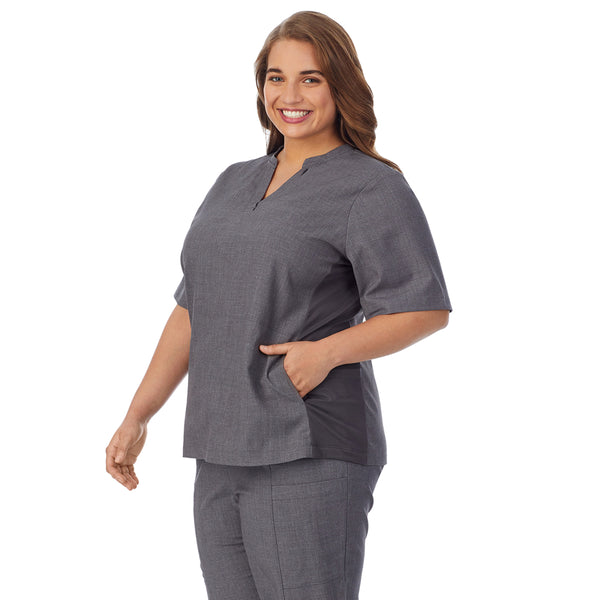Cuddl Duds Womens Scrub Split Neck Top PLUS Scrubs