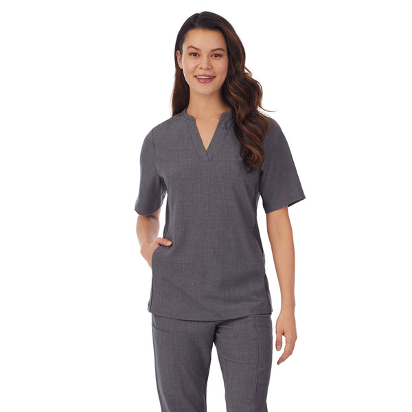 Cuddl Duds Womens Scrub Split Neck Top Scrubs