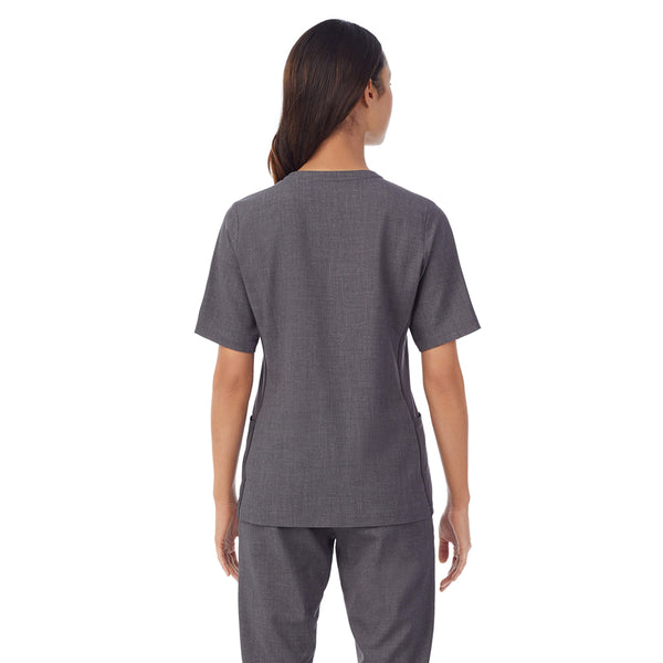 Cuddl Duds Womens Scrub Split Neck Top Scrubs
