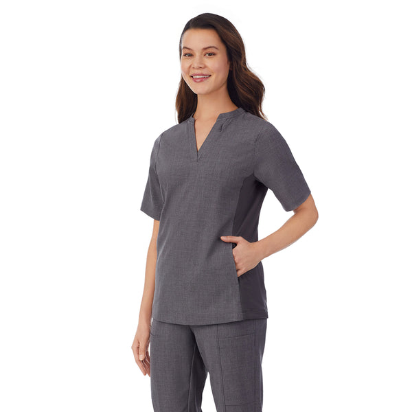Cuddl Duds Womens Scrub Split Neck Top Scrubs