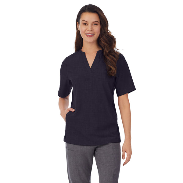 cuddl duds Womens Scrub Split Neck Top Scrubs