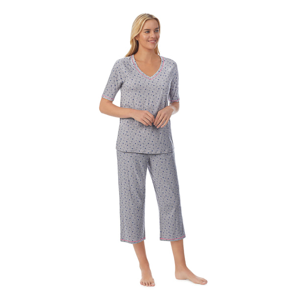 Cuddl Duds Cuddl Smart Elbow Sleeve Top With Cropped Pant Pajama Set Womens Sleepwear