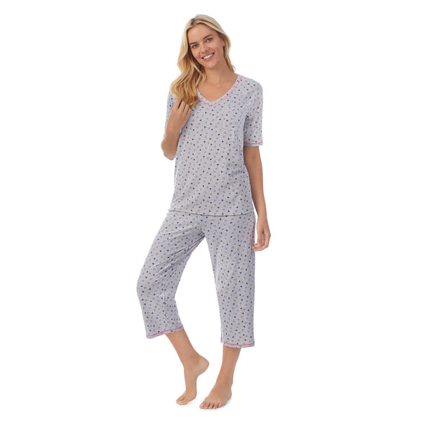 cuddl duds Cuddl Smart Elbow Sleeve Top with Cropped Pant Pajama Set Womens Sleepwear