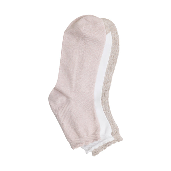 Cuddl Duds Diagonal Rib / Scallop Welt Anklet Sock 3-Pack Socks