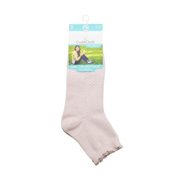 Cuddl Duds Diagonal Rib / Scallop Welt Anklet Sock 3-Pack Socks