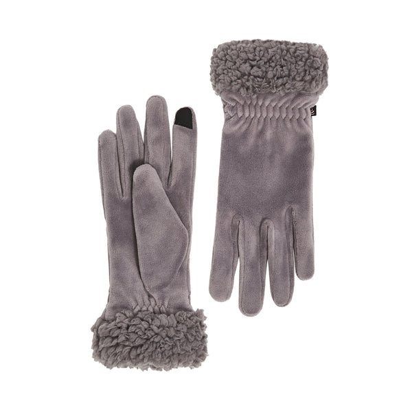 Cuddl Duds Double Plush Velour And Faux Fur Gloves With Sherpa Cuff Gloves U0026 Mittens