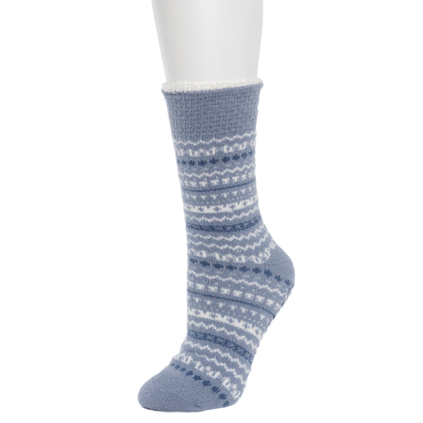 Cuddl Duds Fairisle Popcorn Cozy Lined Lounge Crew Sock Socks