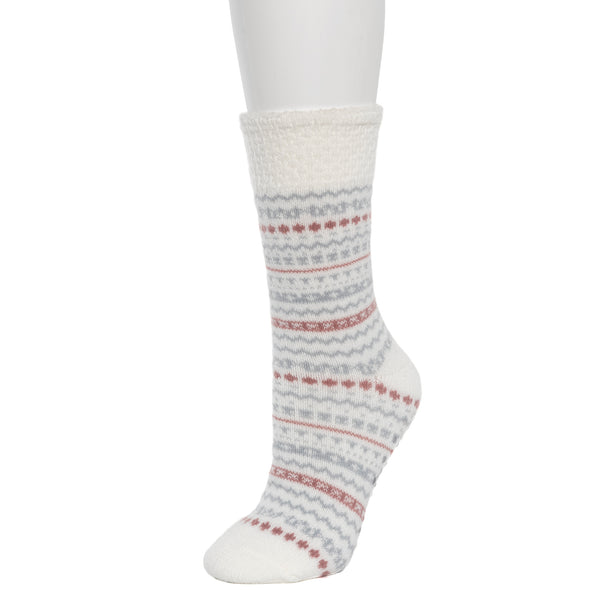 Cuddl Duds Fairisle Popcorn Cozy Lined Lounge Crew Sock Socks