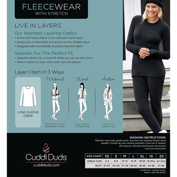 Cuddl Duds Fleecewear With Stretch Long Sleeve Crew TALL Shirts U0026 Tops