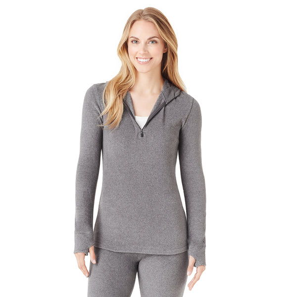 Cuddl Duds Fleecewear With Stretch Long Sleeve Half Zip Hoodie Shirts U0026 Tops