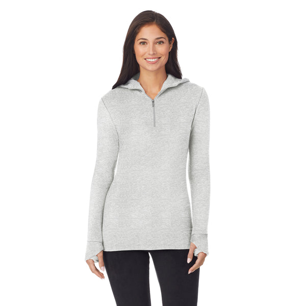 Cuddl Duds Fleecewear With Stretch Long Sleeve Half Zip Hoodie Shirts U0026 Tops