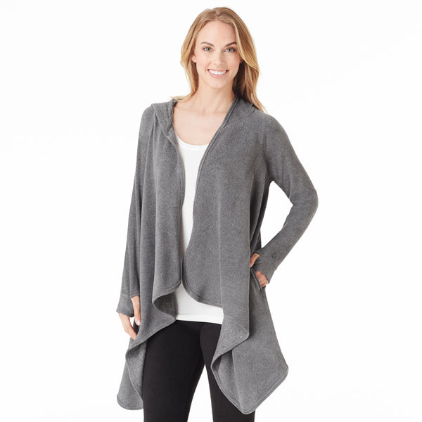 Cuddl Duds Fleecewear With Stretch Long Sleeve Hooded Wrap Shirts U0026 Tops