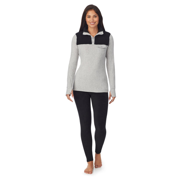 Cuddl Duds Fleecewear With Stretch Long Sleeve Mock Neck Henley With Sherpa Shirts U0026 Tops