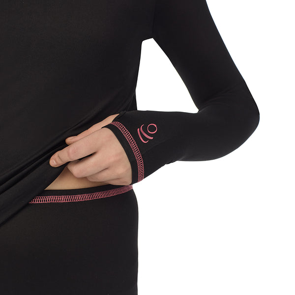 Cuddl Duds Girls Comfortech Stretch Poly 2 Pc. Long Sleeve Crew & Pant Set Long Johns