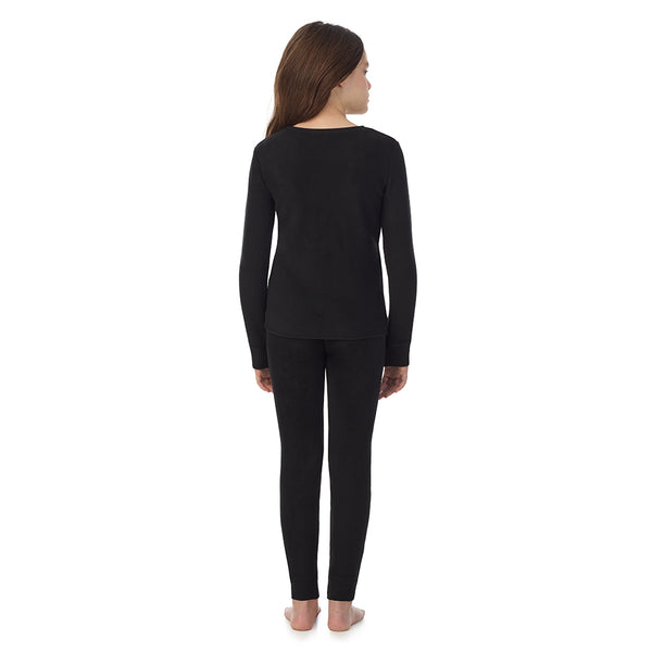 Cuddl Duds Girls Fleecewear With Stretch 2 Pc. Long Sleeve Crew & Legging Set Long Johns