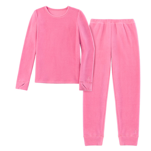 Cuddl Duds Girls Fleecewear With Stretch 2 Pc. Long Sleeve Crew & Legging Set Long Johns