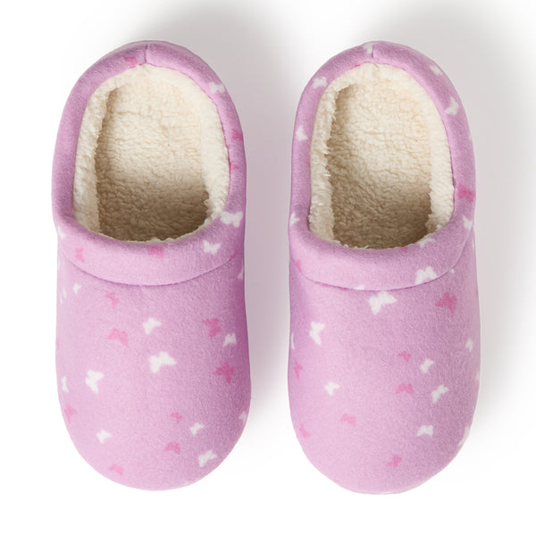 Cuddl Duds Girls Printed Butterfly Fleece Clog Slipper Shoes