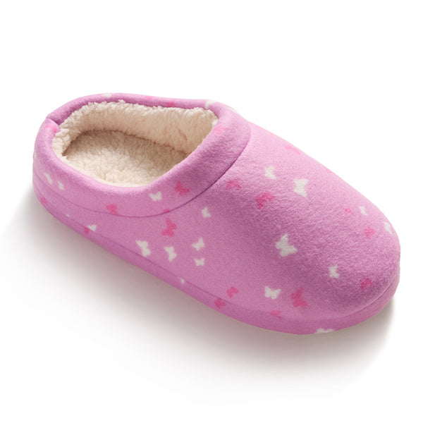 Cuddl Duds Girls Printed Butterfly Fleece Clog Slipper Shoes